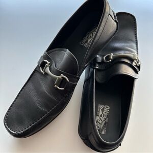 SALVATORE FERRAGAMO Black Leather Luxury Shoe Loafer Men Size 12 2E